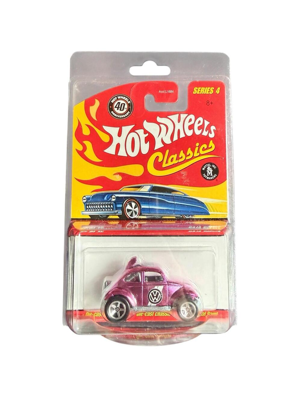 Hot Wheels Classics Series 1 metallic Pink VW Beetle 1:64 Diecast Cars In Case